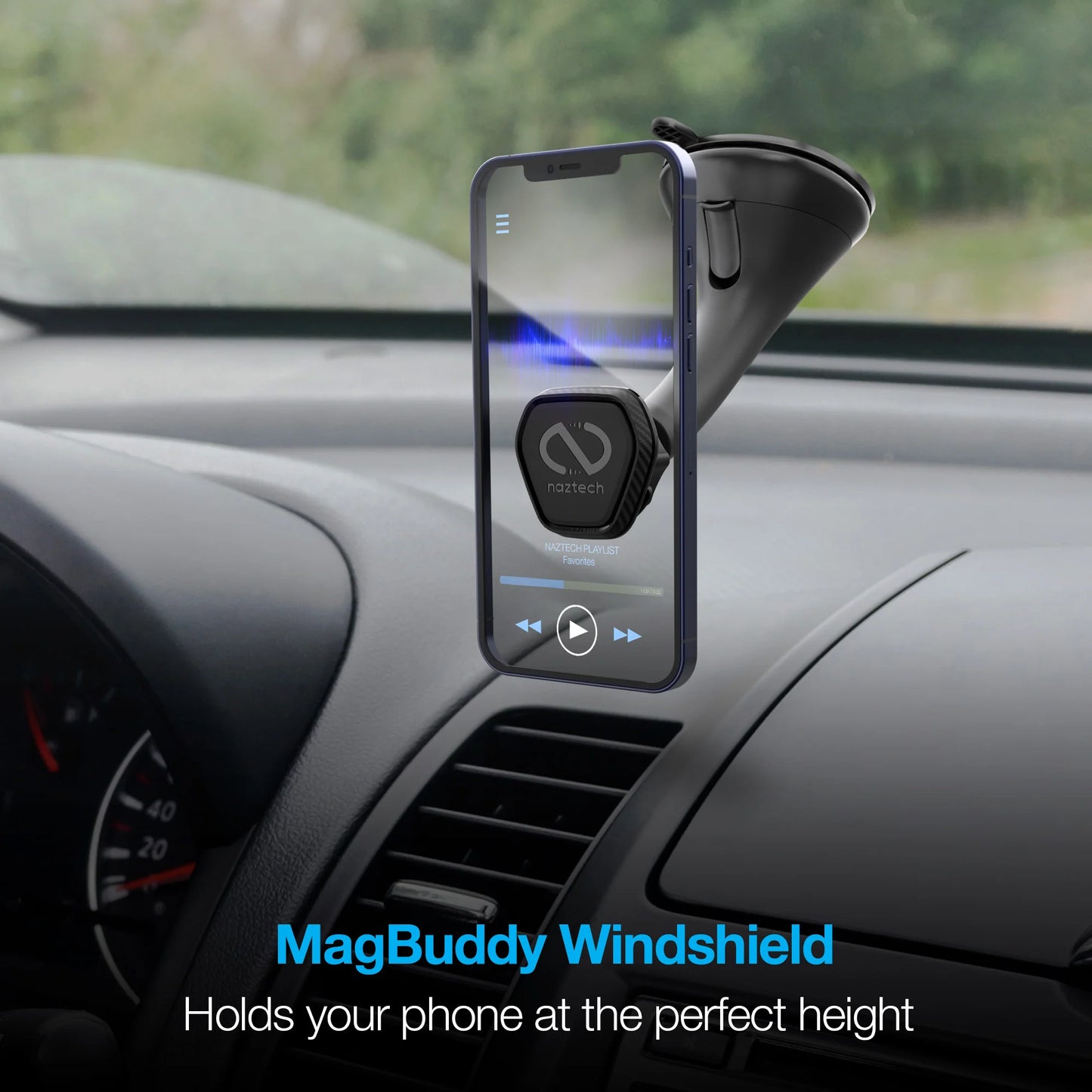 Naztech Magbuddy Elite Windshield Mount - Effortless Installation & Secure Grip