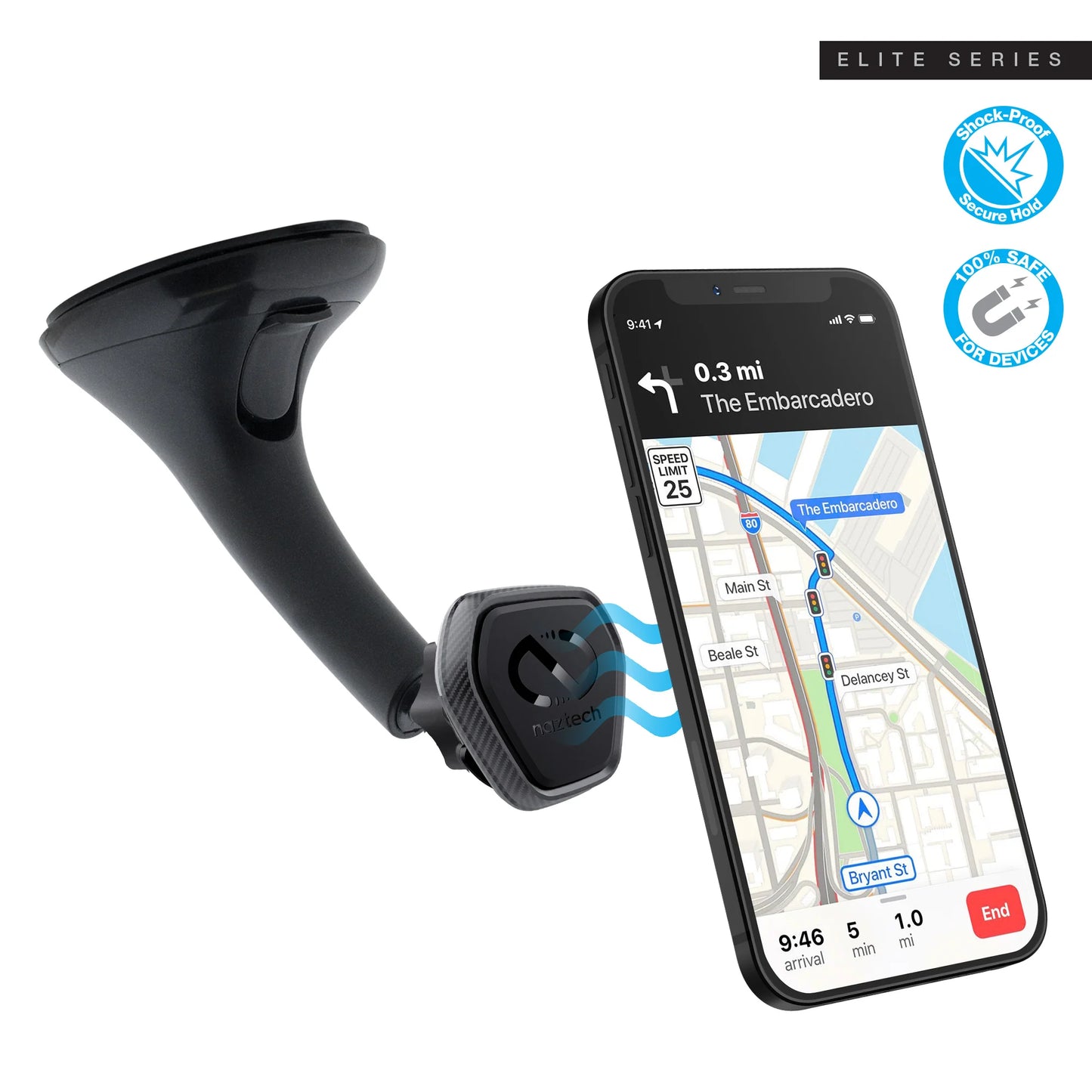 Naztech Magbuddy Elite Windshield Mount - Effortless Installation & Secure Grip