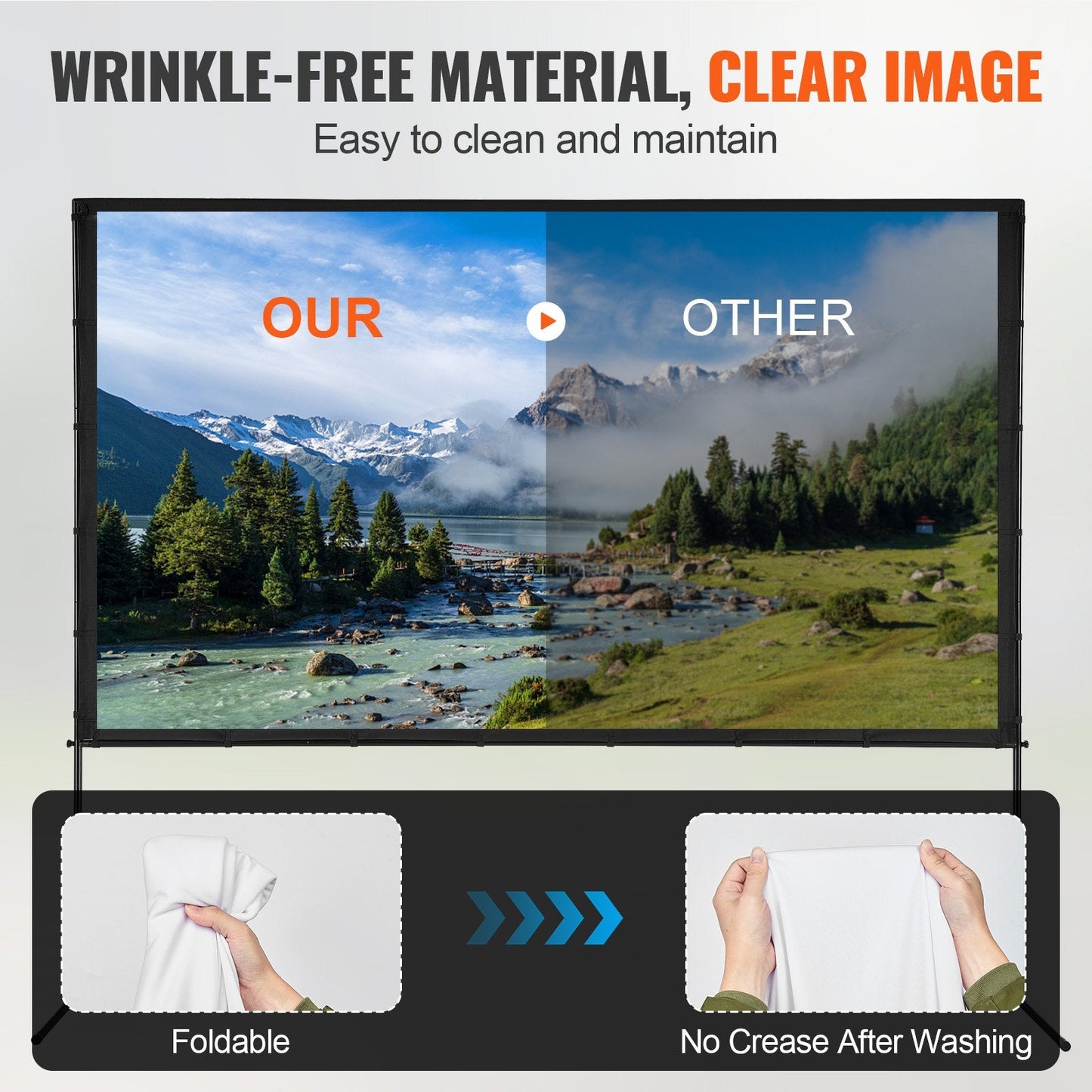 VEVOR Projector Screen with Stand, 120 Inch