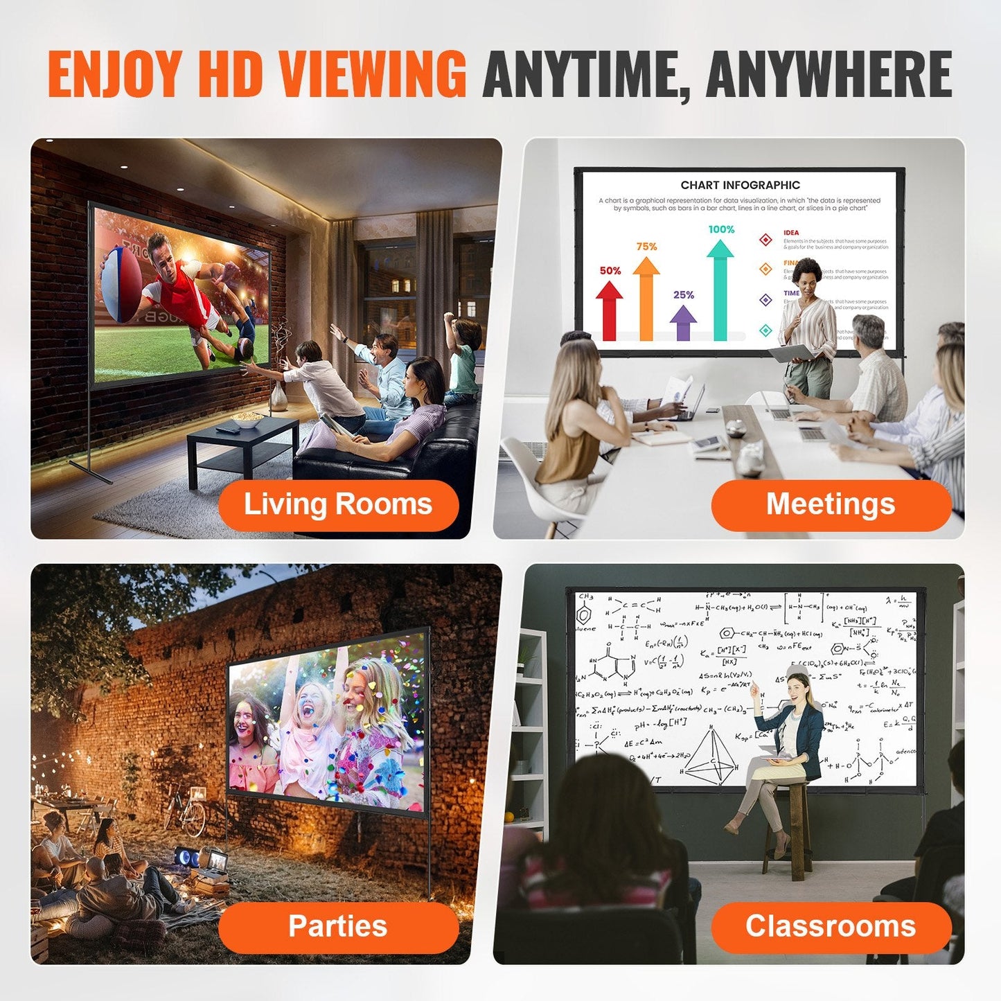 VEVOR Projector Screen with Stand, 120 Inch